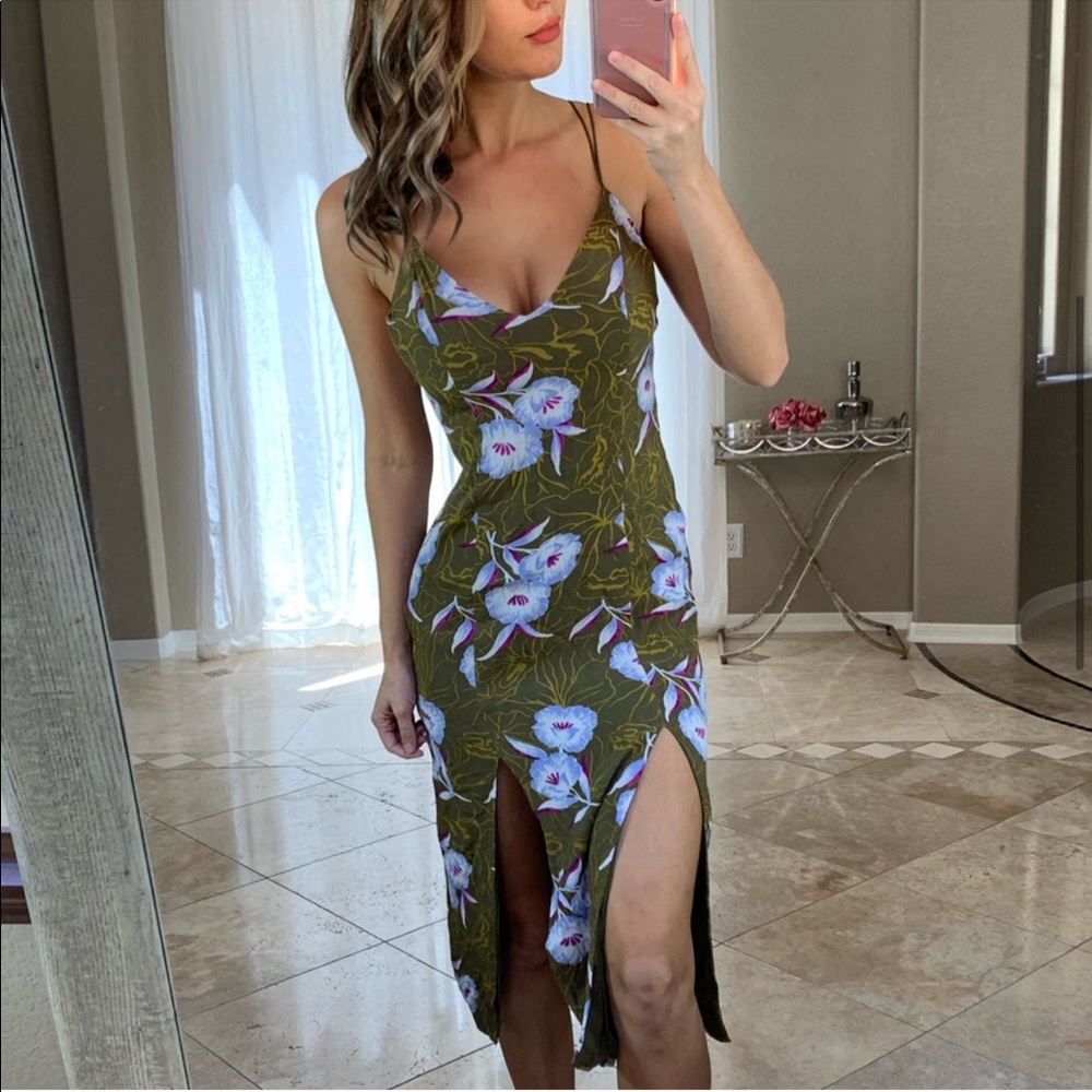 Silence + Noise Floral Side Slit Maxi Dress